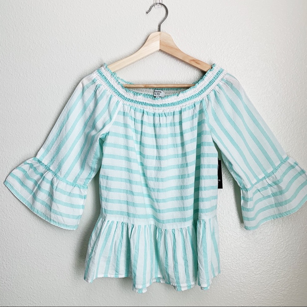 Crown & Ivy Off The Shoulder Peplum Top Size S